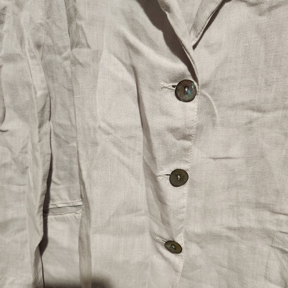MES SOEURS ET MOI 100% Linen Button Long Sleeve Jacket Lagenlook Minimalist - Picture 4 of 7